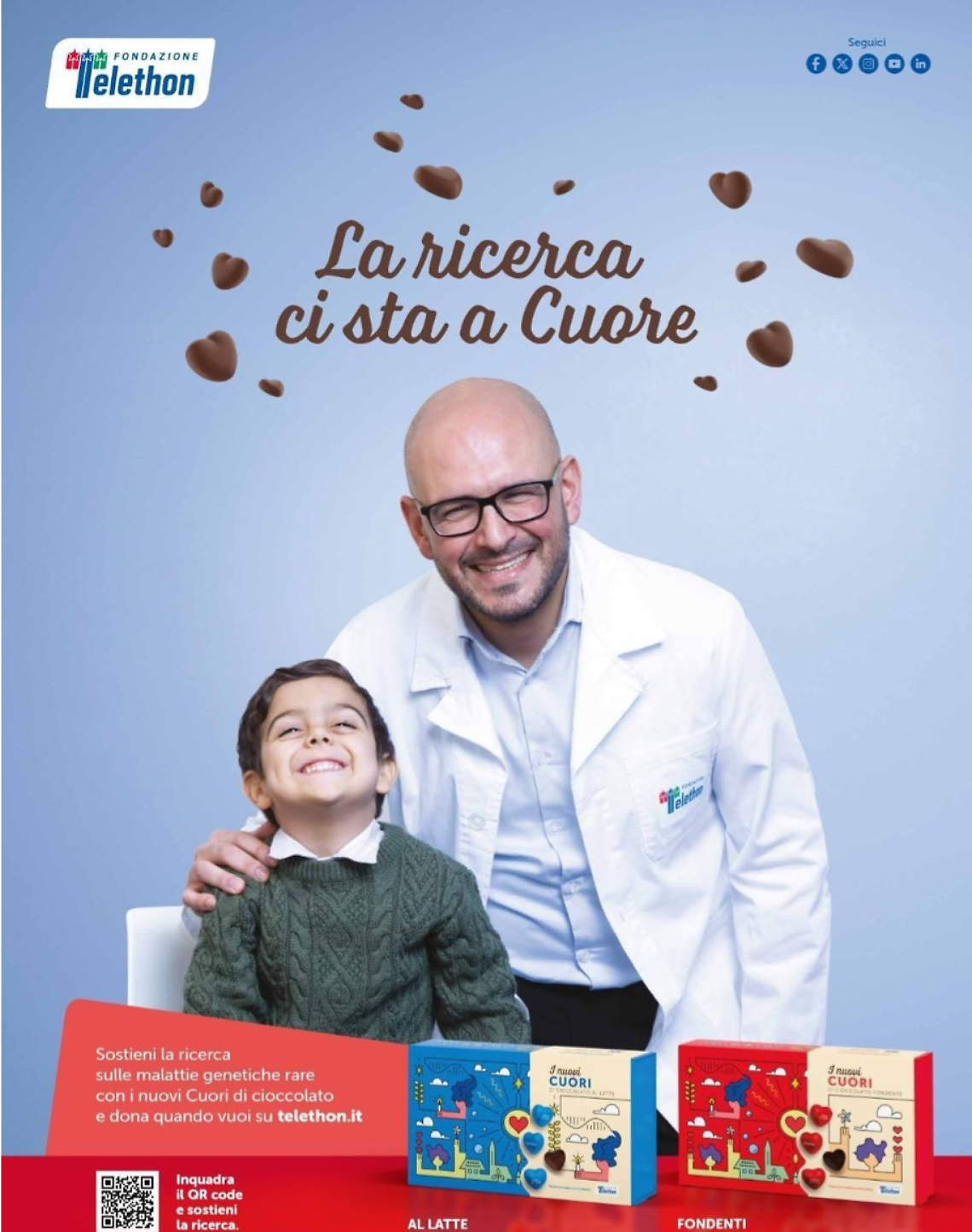 Il piccolo Mattia sulle locandine della campagna della fondazione Telethon