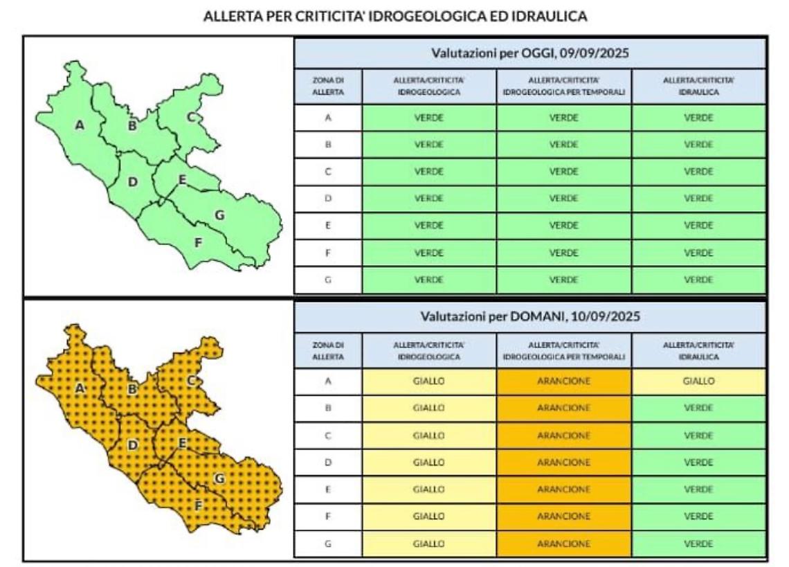 Allerta meteo sulla provincia di Frosinone