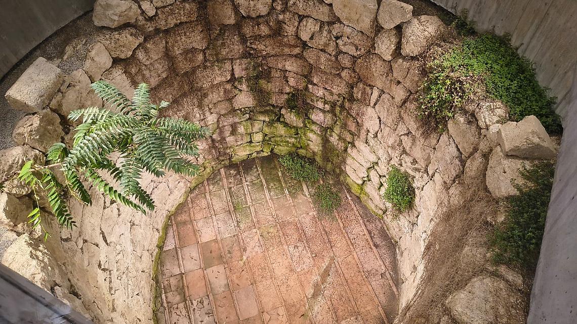 Erbacce e incuria all'interno della cisterna romana in piazza Garibaldi