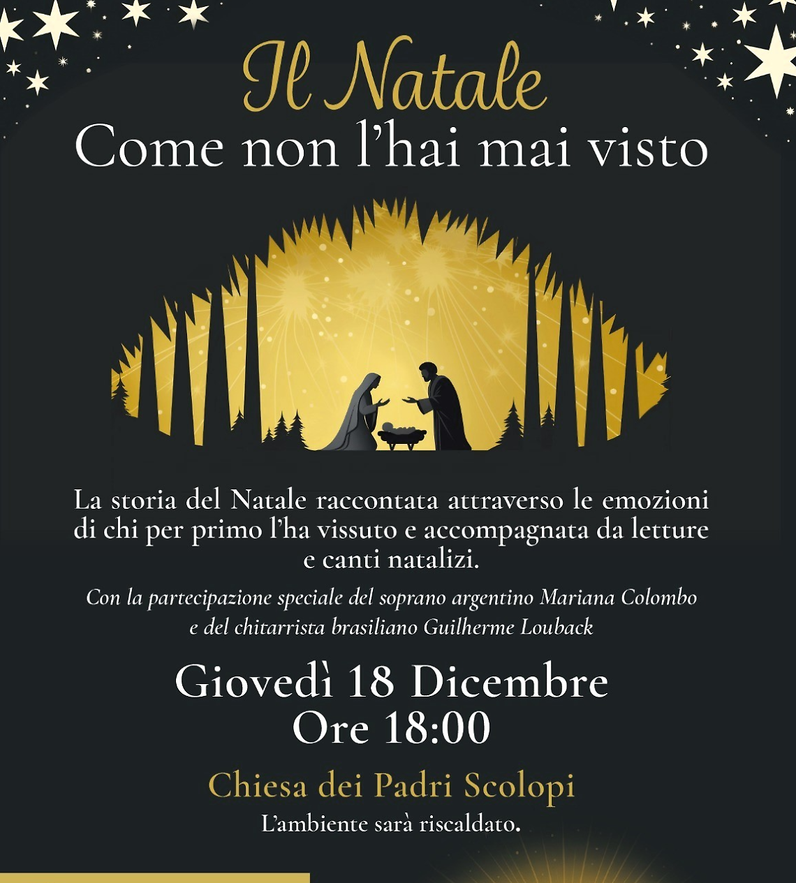 Un Natale come non l'hai mai visto. L'appuntamento nella Chiesa dei Padri Scolopi