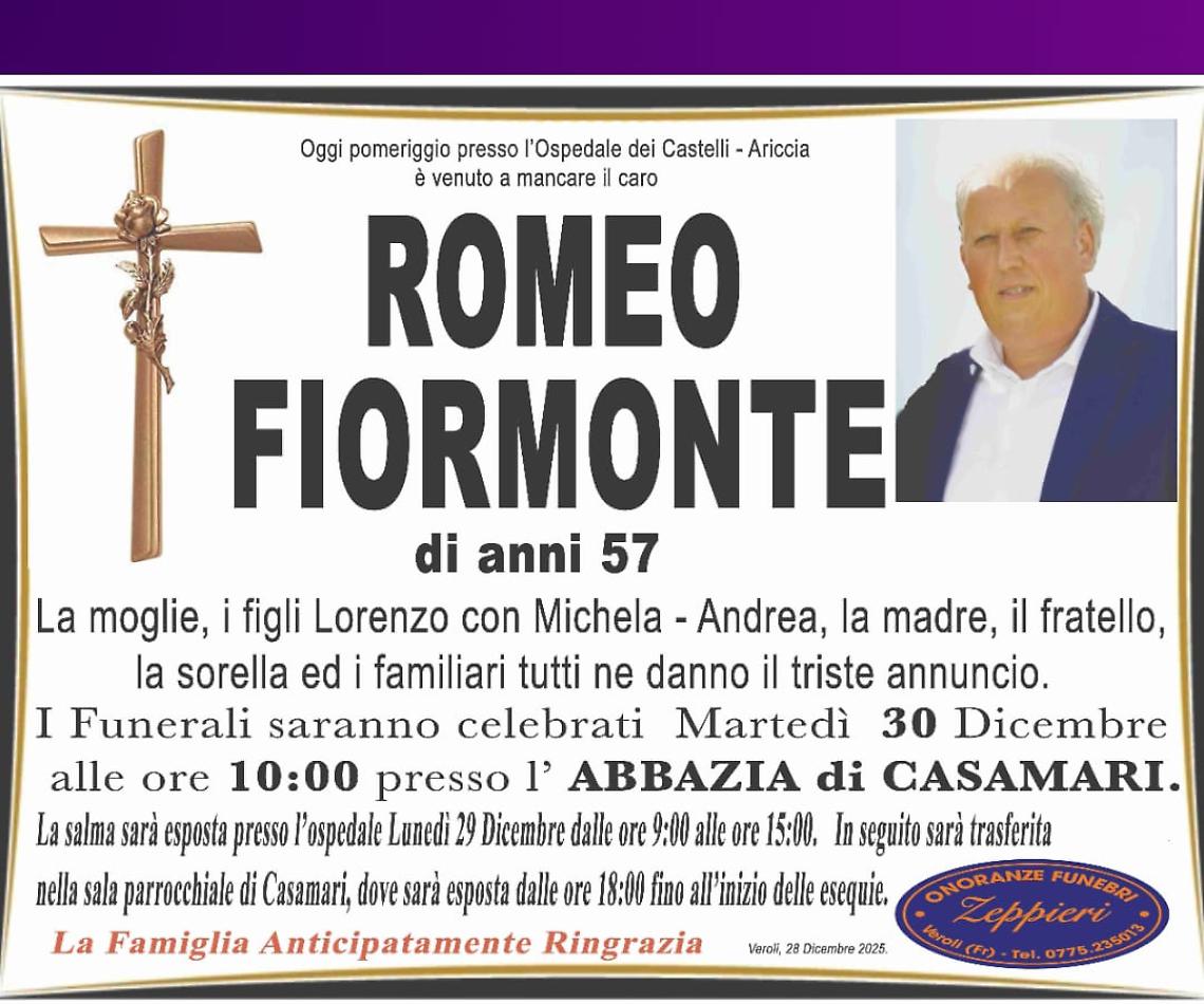 Il paese piange Romeo Fiormonte