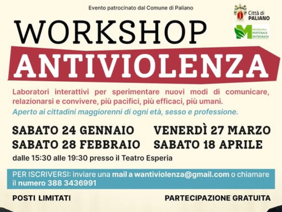 Quattro workshop antiviolenza per imparare a gestire le emozioni