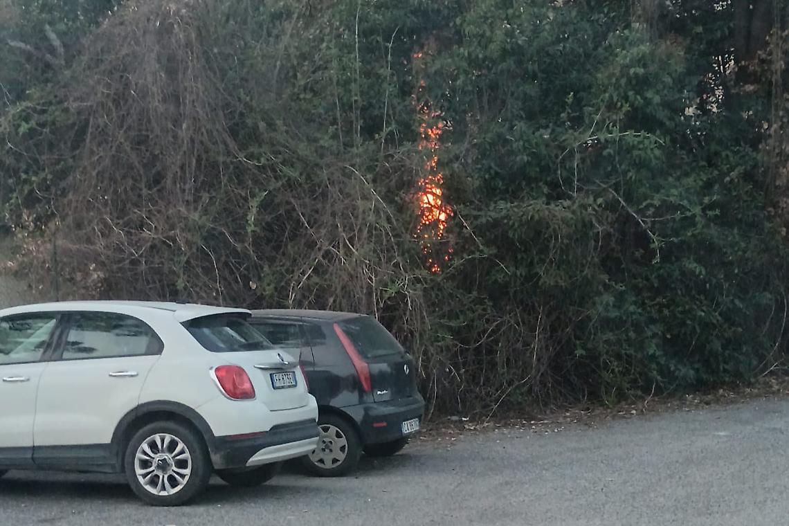 Incendio vicino alla stazione. Sul posto i vigili del fuoco