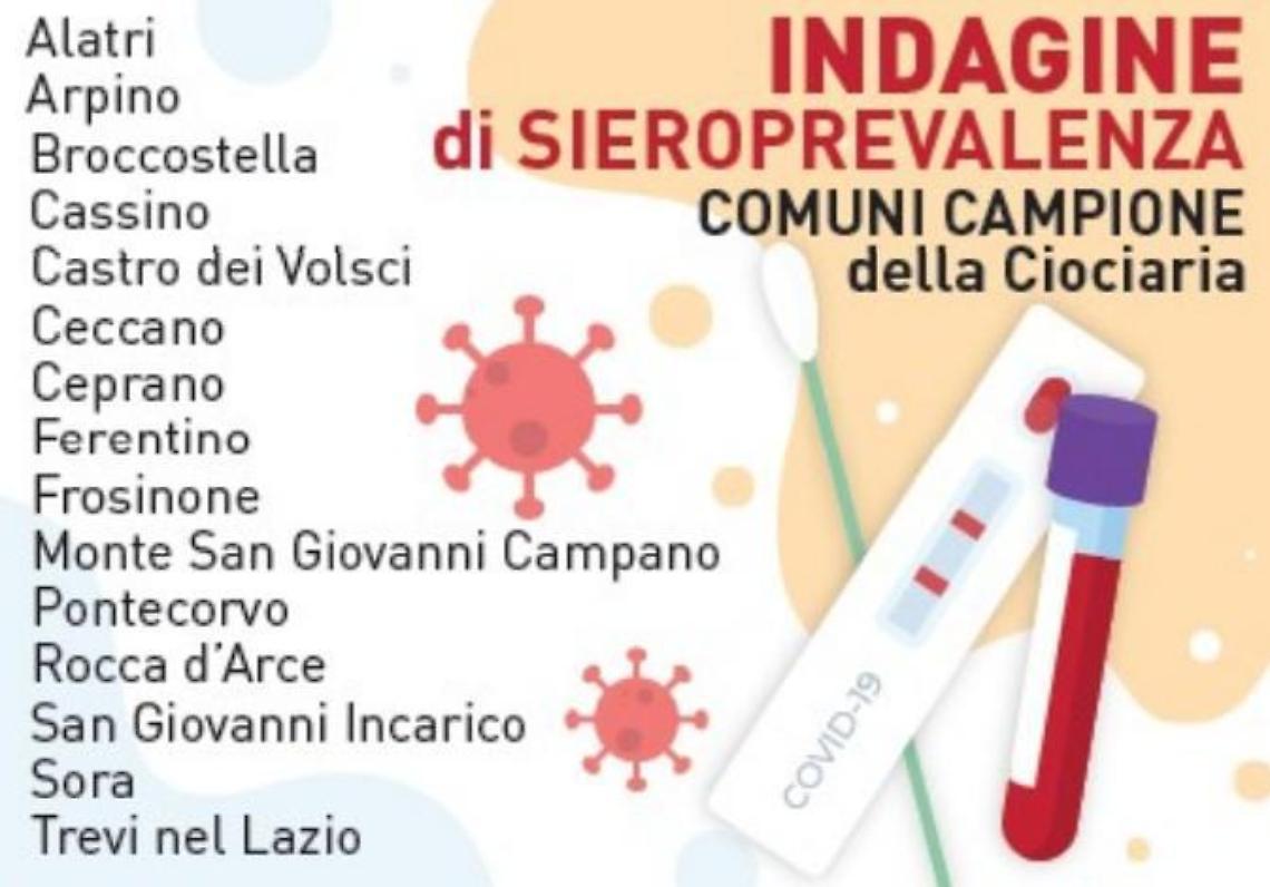 Test sierologici a campione: 15 Comuni ciociari scelti dall'Istat per l'indagine