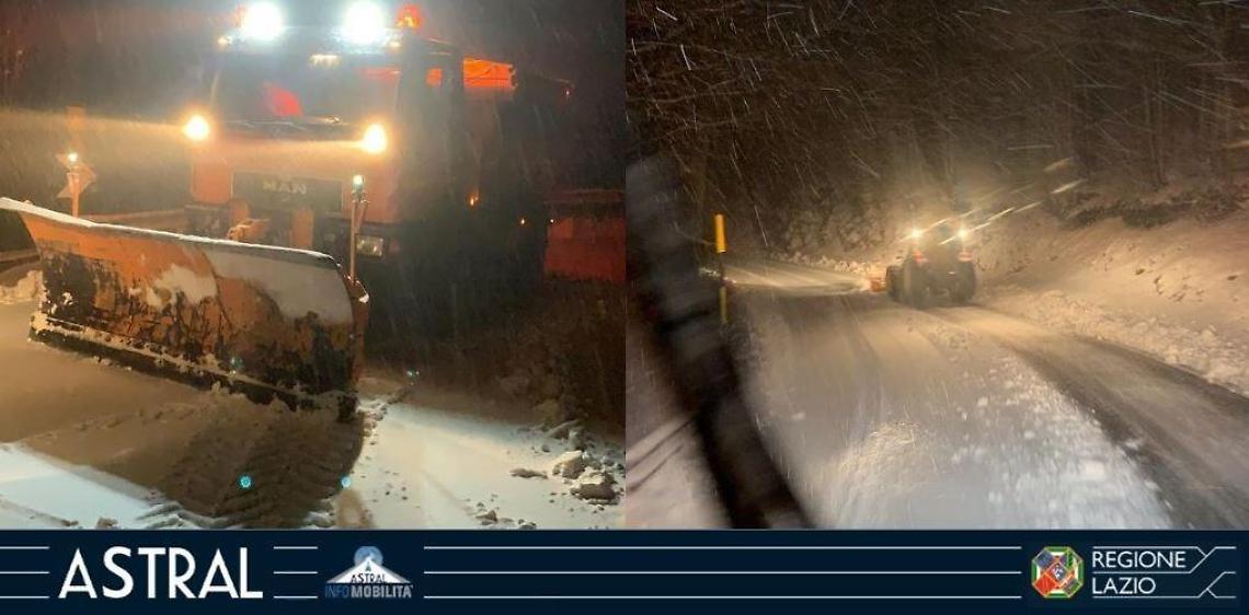 Freddo polare e forti nevicate: mezzi spazzaneve in azione. Bufera a Forca d'Acero