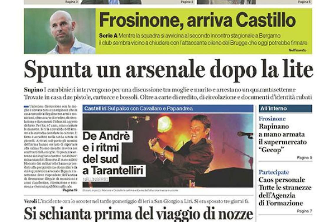 Ciociaria Oggi, la prima pagina di oggi