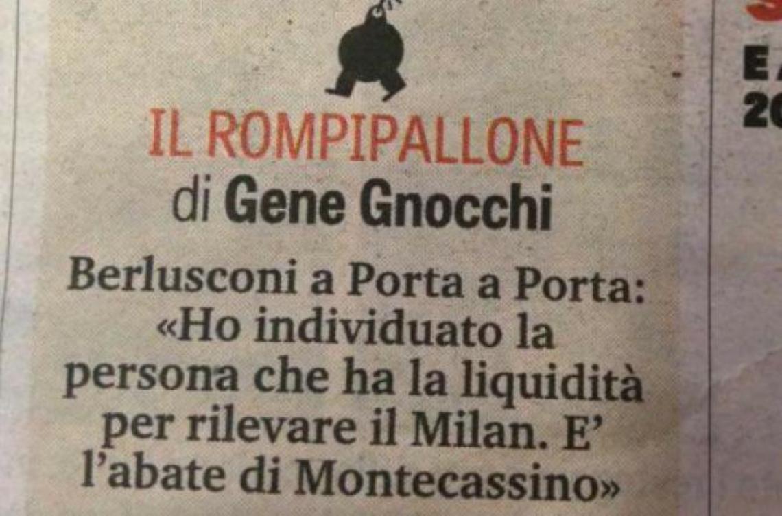 Gene Gnocchi colpisce ancora  <br>e "pizzica" l'ex abate Vittorelli 