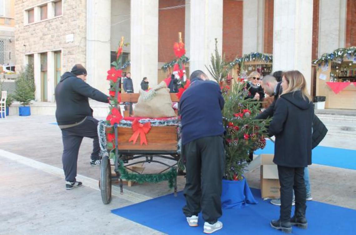 Gli alberi di piazzale Vittorio Veneto addobbati dai detenuti