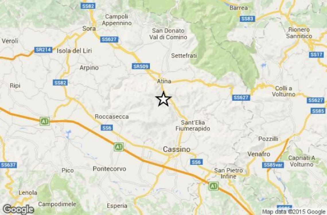 Trema la terra nel Cassinate: scossa di magnitudo 2.6 