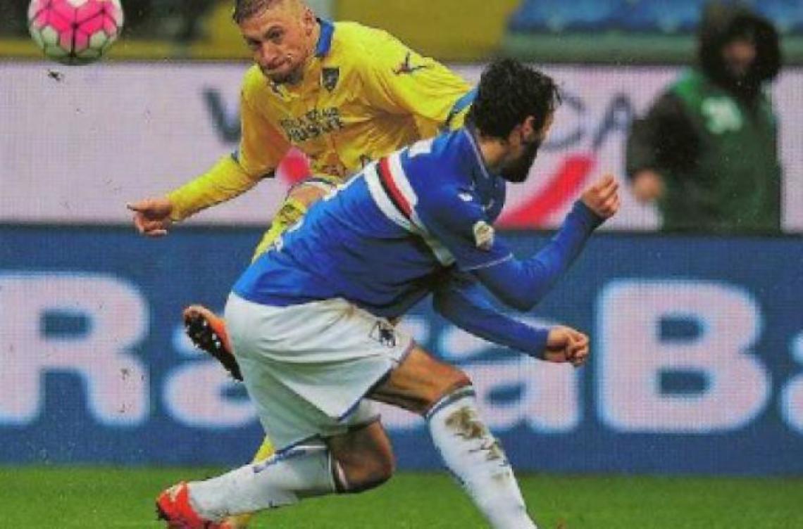 Al “Ferraris” il Frosinone scivola sul bagnato. Canarini a viso aperto con la Samp