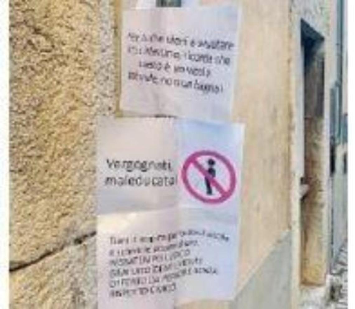 Portoni e cortili come latrine: blitz dei residenti con manifesti ironici