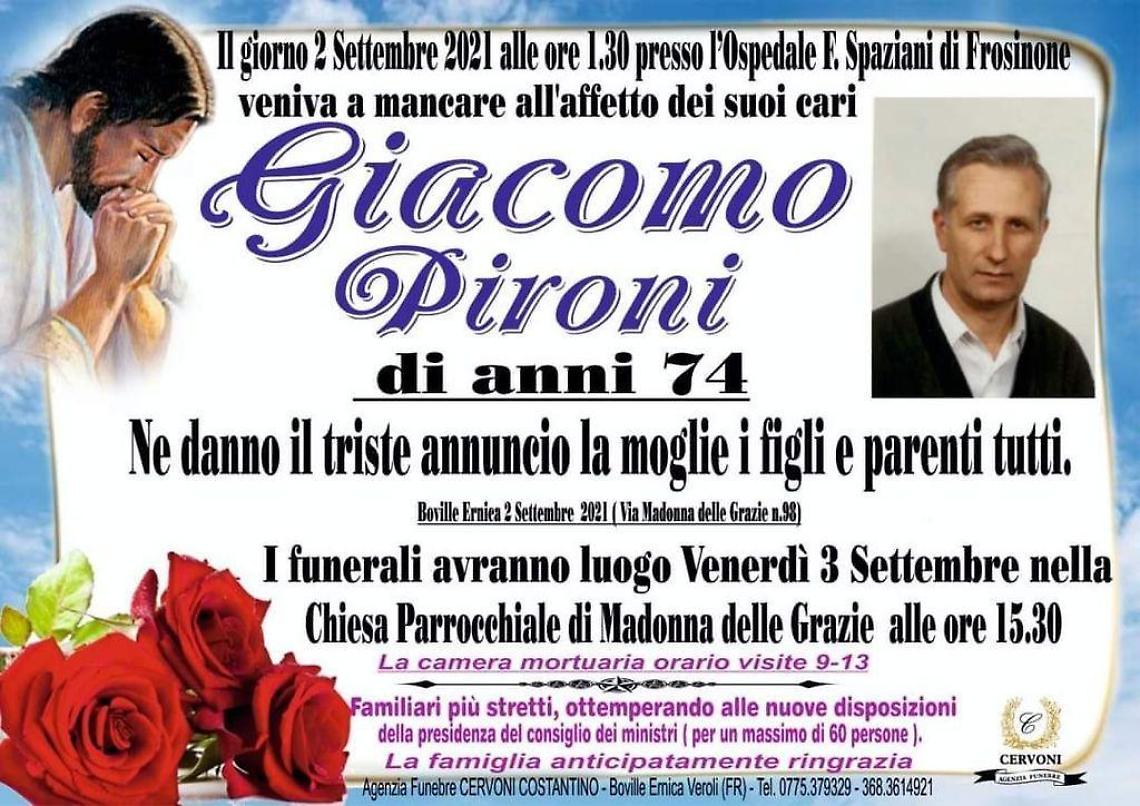 E' morto Giacomo Pironi: storico e amato dipendente comunale