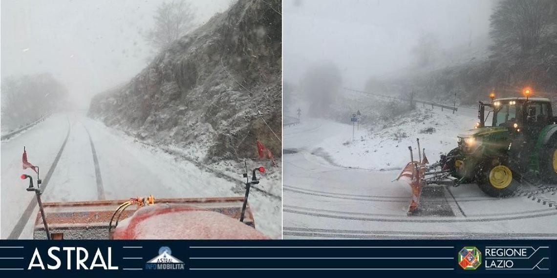 Nevica a Forca D'Acero, mezzi spazzaneve in azione sulla SR 509: massima cautela