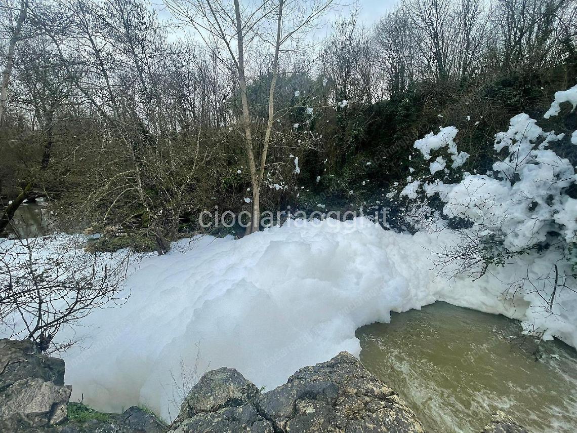 Schiuma sulle acque del torrente Meringo