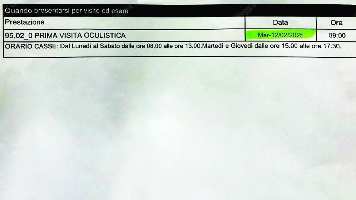 Prenota una visita oculistica, l'appuntamento fissato nel 2025