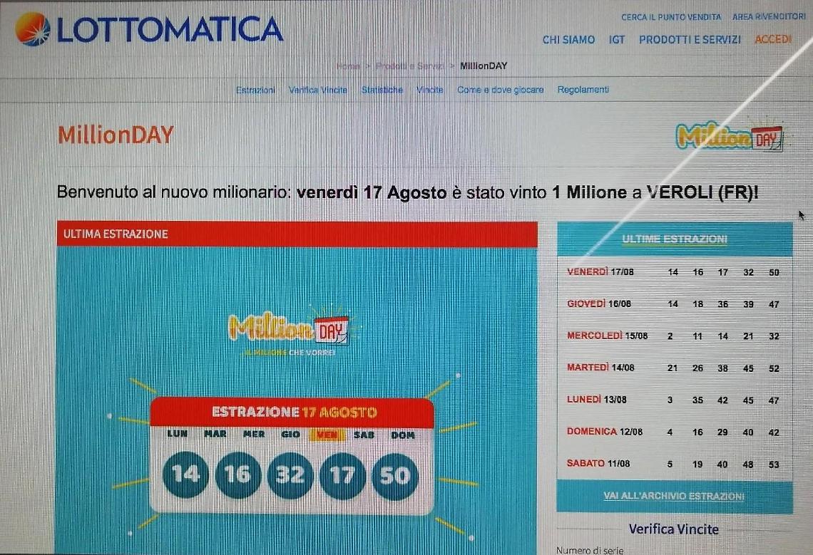 Vinti un milione di euro al "Million day". Caccia alla ricevitoria e al vincitore