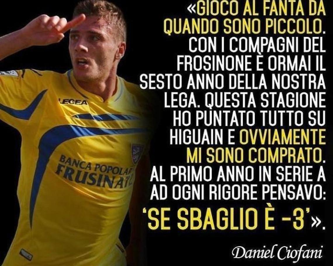 Ciofani pazzo per il fantacalcio: il capitano punta su Higuain e...Daniel!