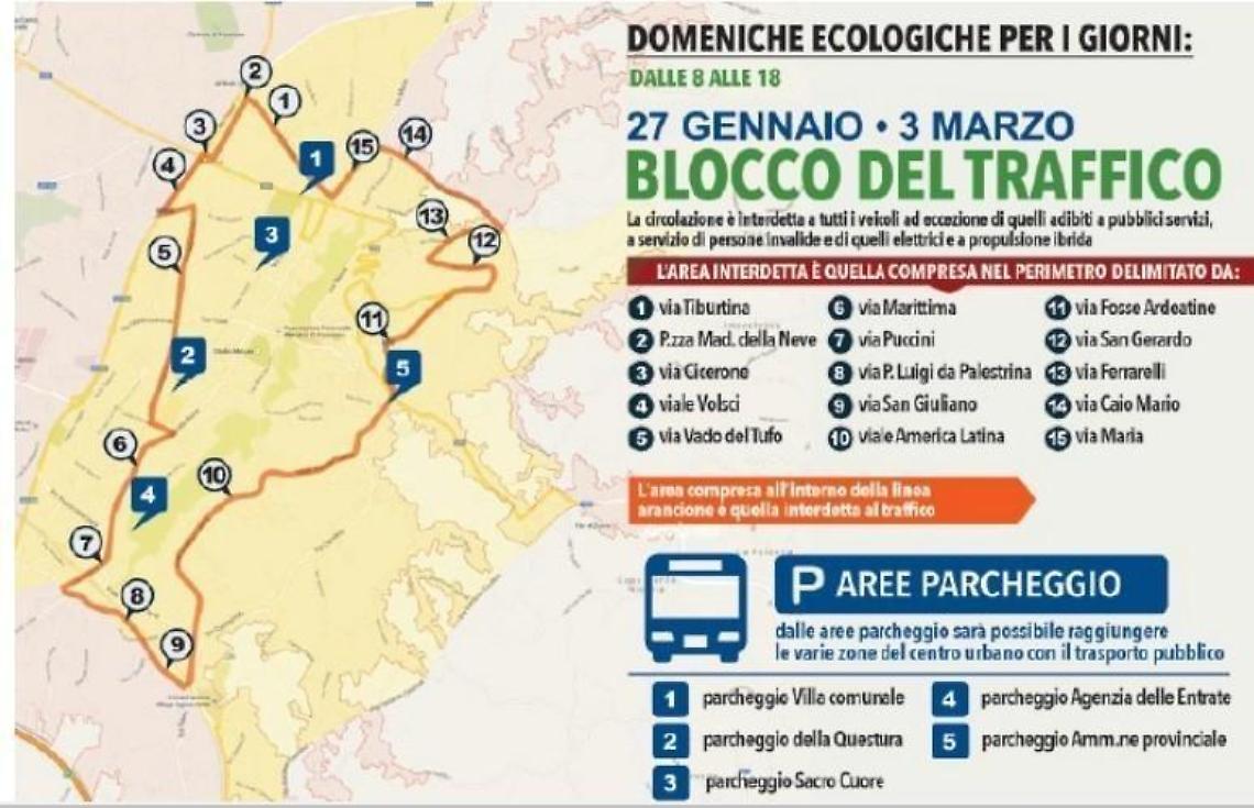 Frosinone, blocco del traffico: domani tutti a piedi dalle 8 alle 18