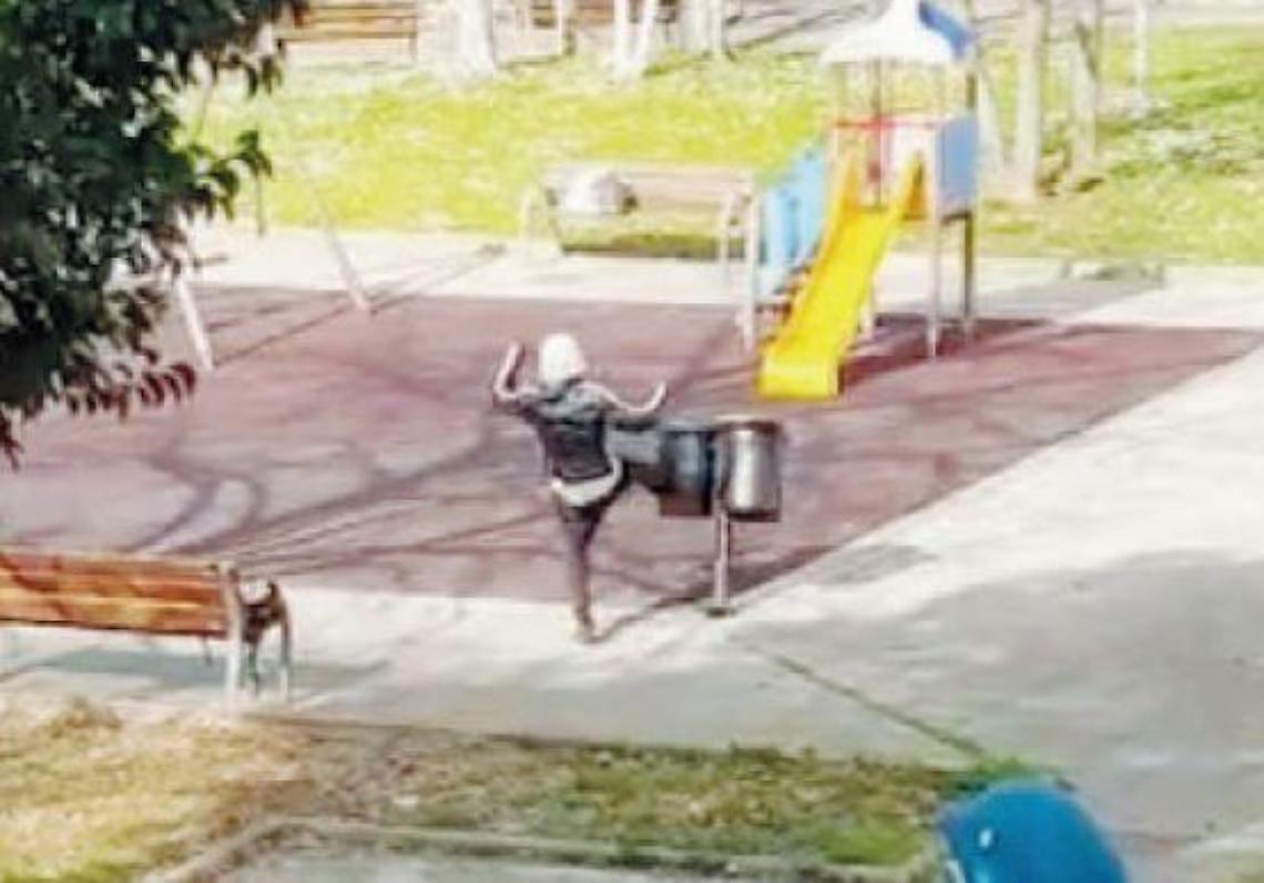 Distrugge i cestini del giardino Scalo. Poi si siede ad ammirare il risultato