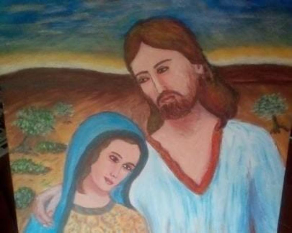 Franca Rizzi a ottantanove anni realizza un quadro in omaggio a Gesù