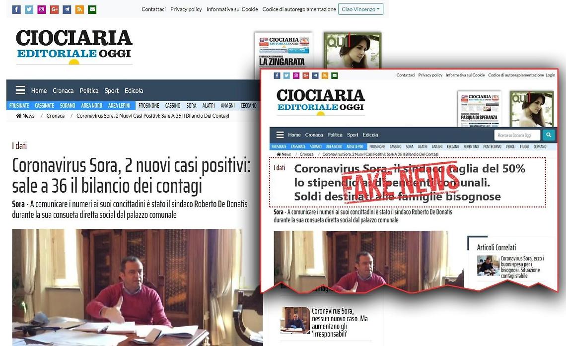 "Sora, taglio degli stipendi comunali": vile fake news. Ciociaria Oggi e De Donatis smentiscono