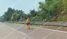 Superstrada Sora-Ferentino. Operai al lavoro per la pulizia 