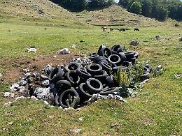 Cumulo di pneumatici abbandonati. La denuncia ai forestali