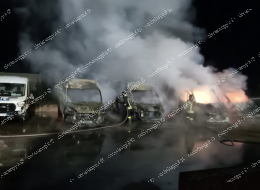 Fiamme nel deposito GLS. A fuoco quattro mezzi