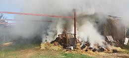 Incendio in un capannone agricolo. Distrutte oltre 300 balle di fieno 