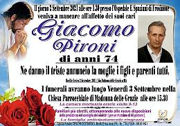 E' morto Giacomo Pironi: storico e amato dipendente comunale