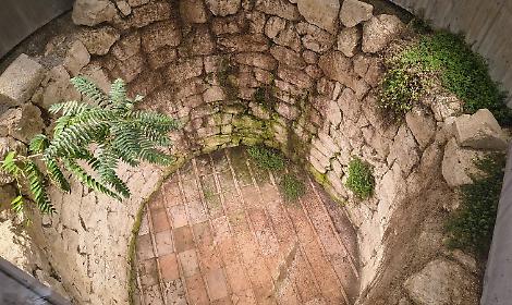 Erbacce e incuria all'interno della cisterna romana in piazza Garibaldi