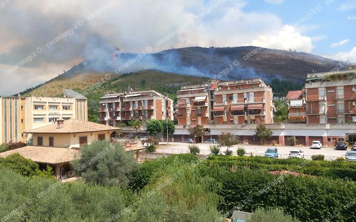 Incendio divampa sulla collina Le Cese. Paura per le fiamme vicino alle case