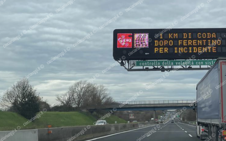 Incidente in A1, code tra Ferentino e Anagni