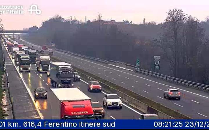 Incidente in A1 tra Anagni e Ferentino. 7 km di coda