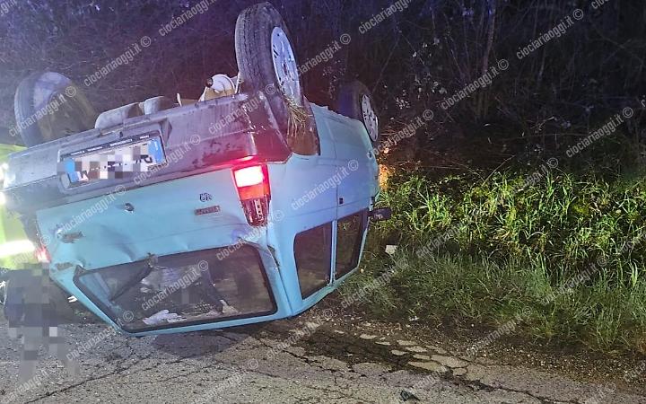 Si ribalta con l'auto: giovane di 24 anni trasportato a Roma