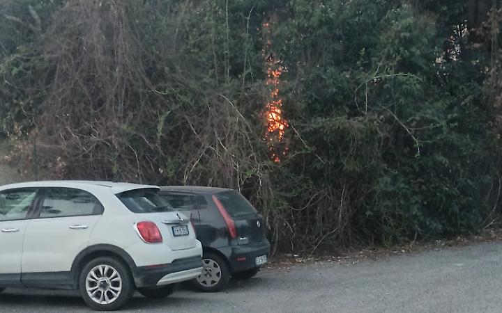 Incendio vicino alla stazione. Sul posto i vigili del fuoco